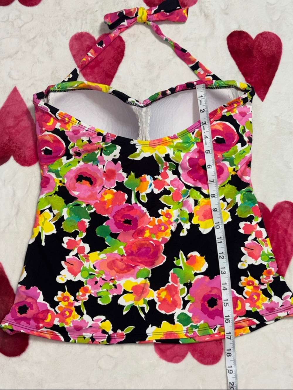 Ralph Lauren Halter Tankini Top, black floral, Pink, Yellow & Green, XL - Picture 5 of 6